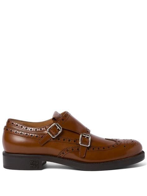 miu miu brown leather|Miu Miu Leather Brogue Shoes .